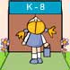 k-8 grade level representation with a little girl cartoon. 